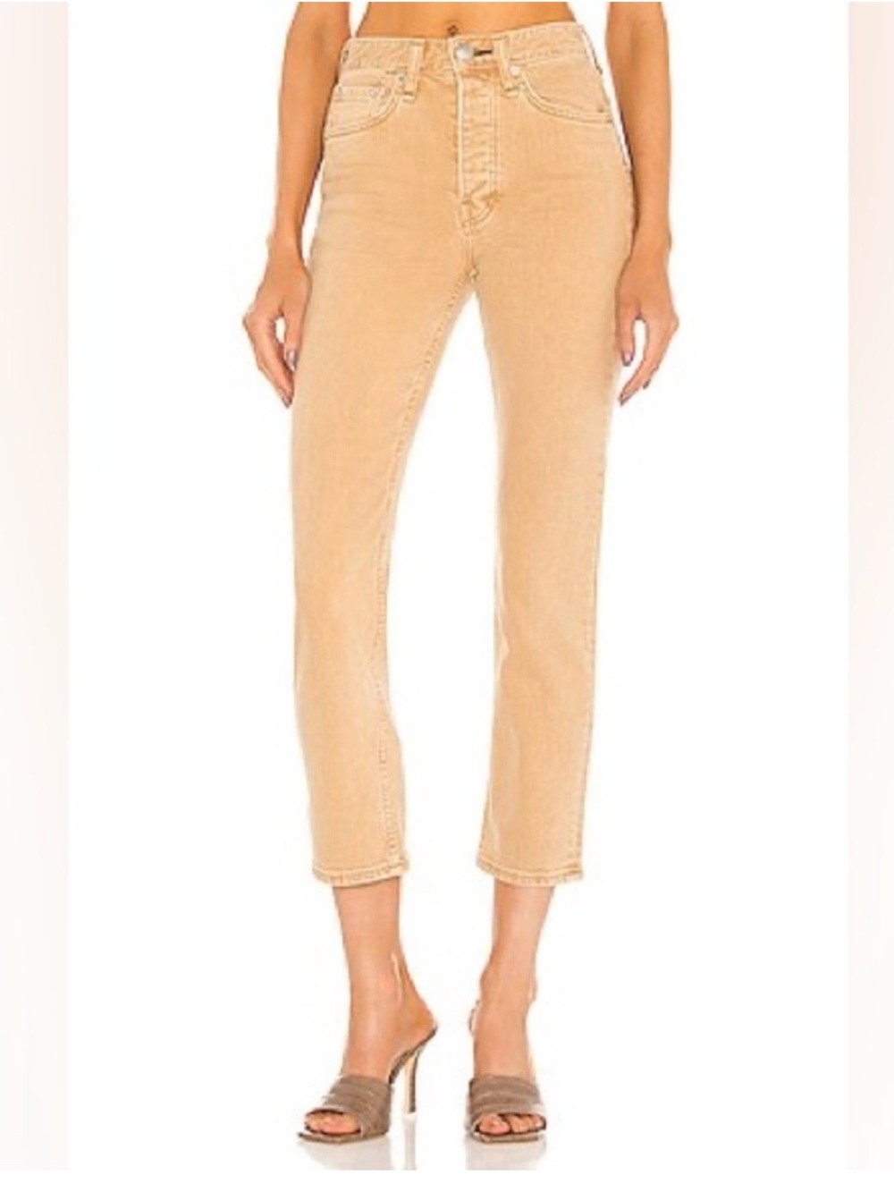 Rag & Bone Maya High-riseAnkle Slim Tan Jeans Size 25 Stretch Minimalist Organic